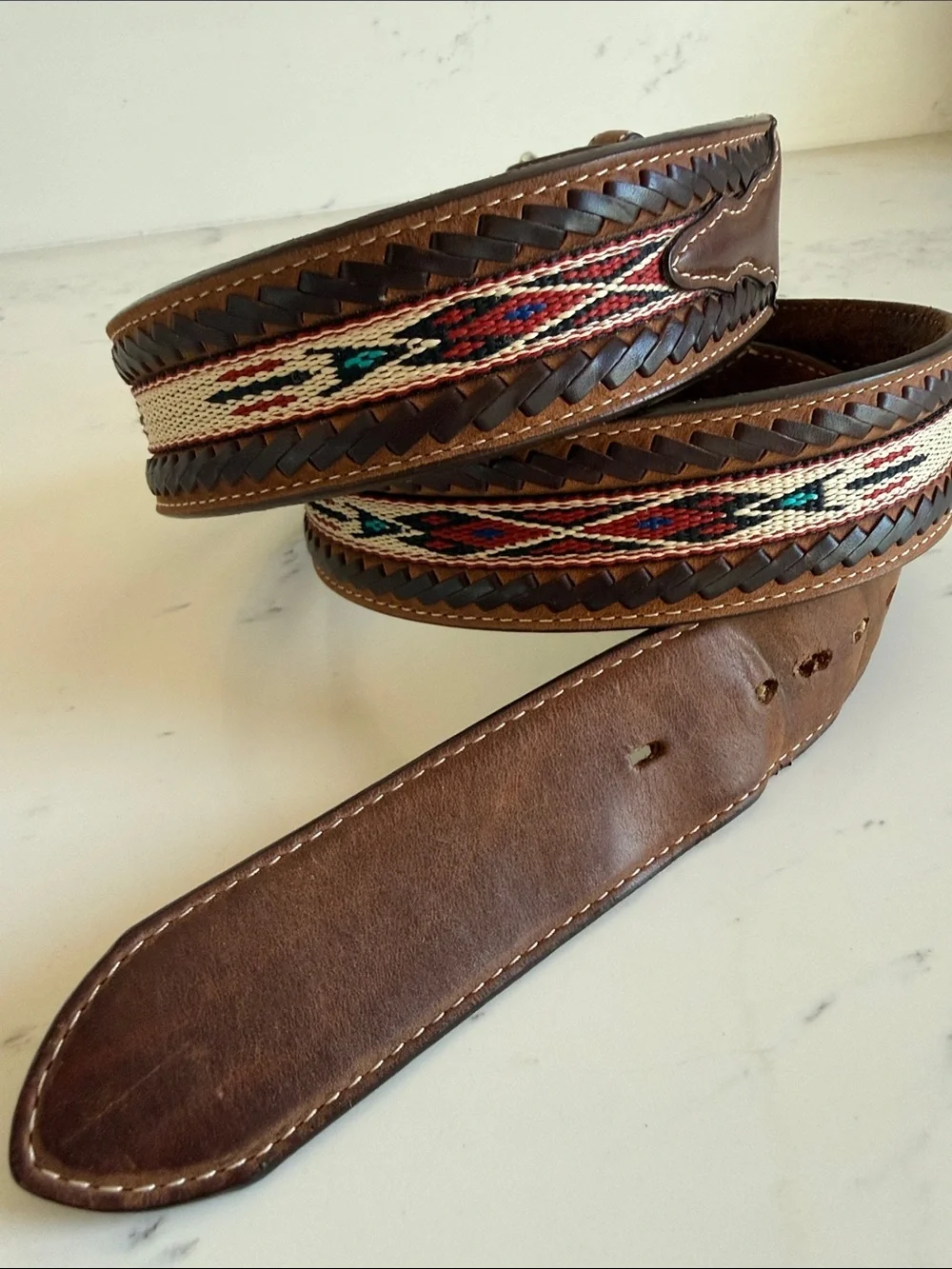 TONY LAMA MEN'S WOVEN LEATHER LACE BELT